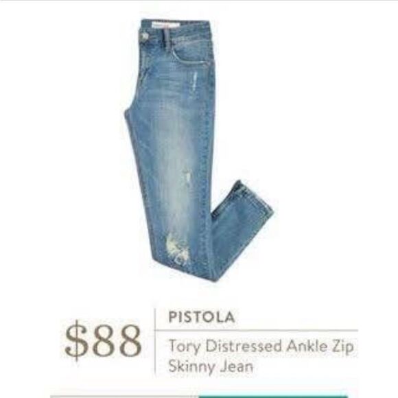 Pistola Tory Distressed Cropped Ankle Zip Skinny Jeans Size 26 New - Picture 2 of 16